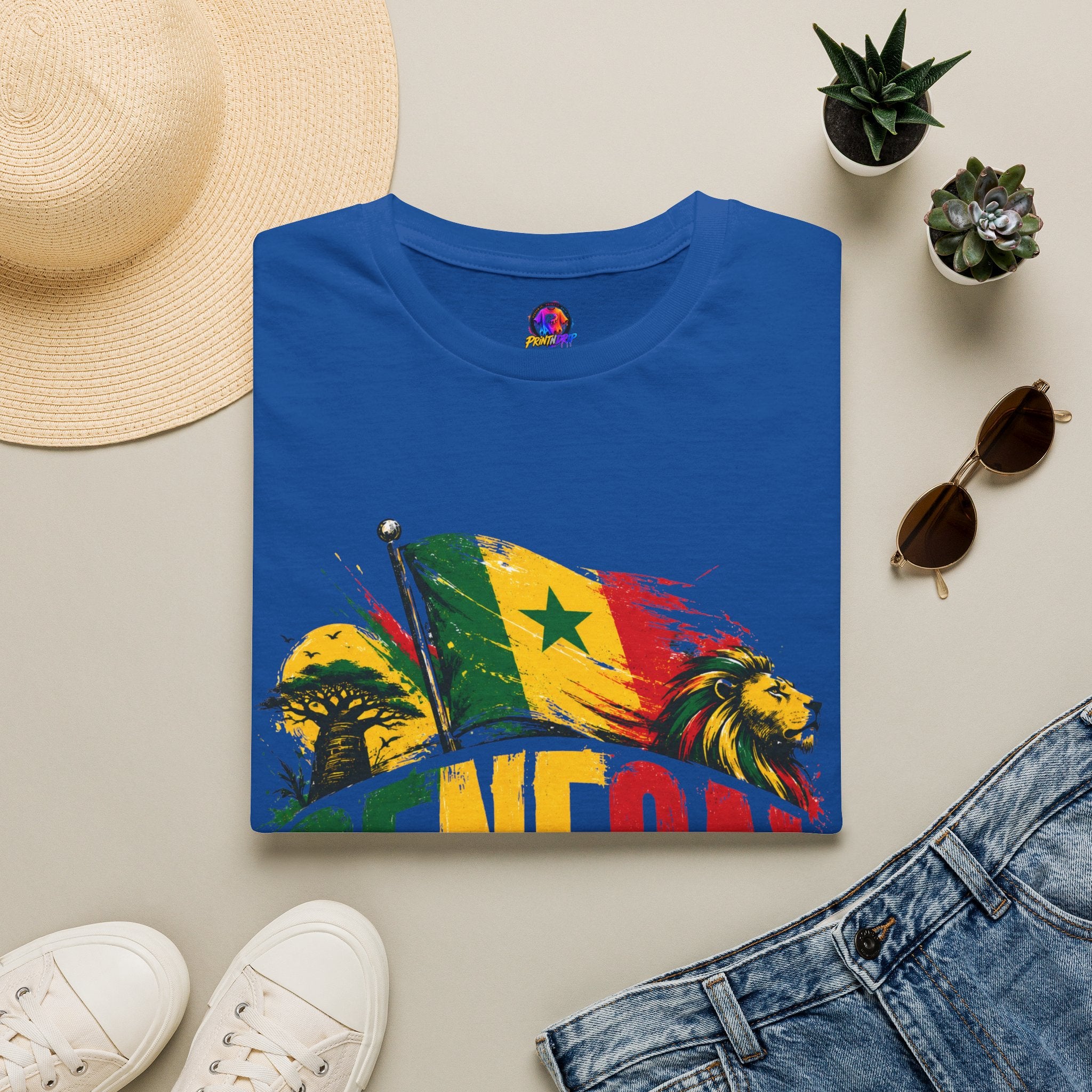Senegal Flag Soccer T-Shirt — Lion & Football Pride Tee