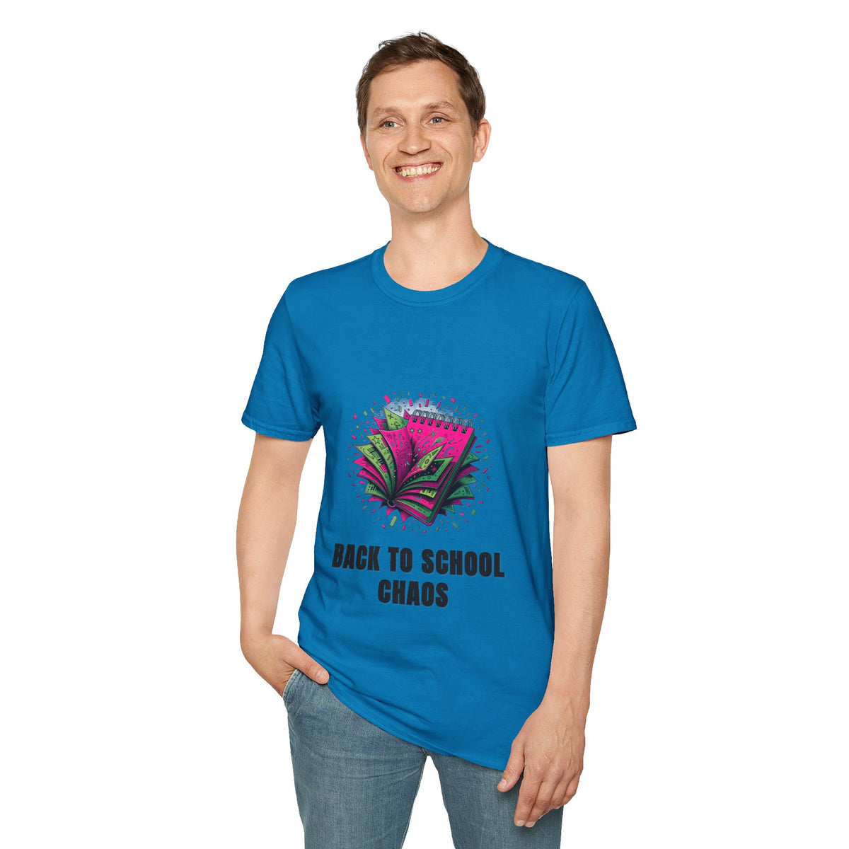 Back to School Chaos T-Shirt — Colorful Notebooks Graphic Tee for Students & Teachers - Trending Now - August 2026