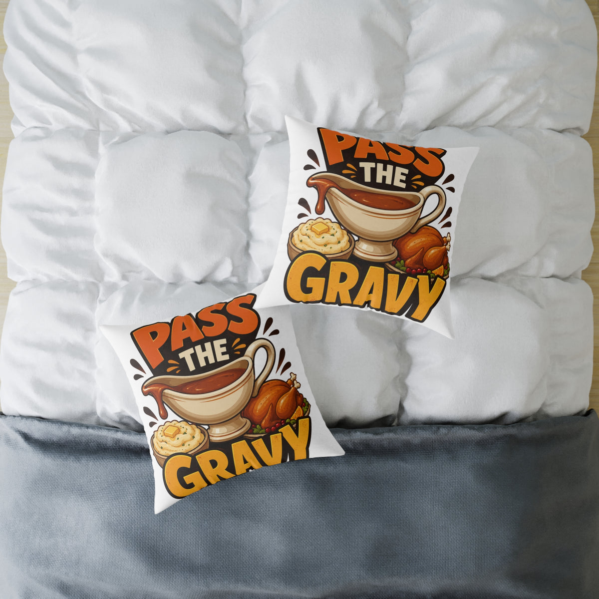 Thanksgiving Pass the Gravy Pillow — Thanksgiving Decorative Throw Pillow