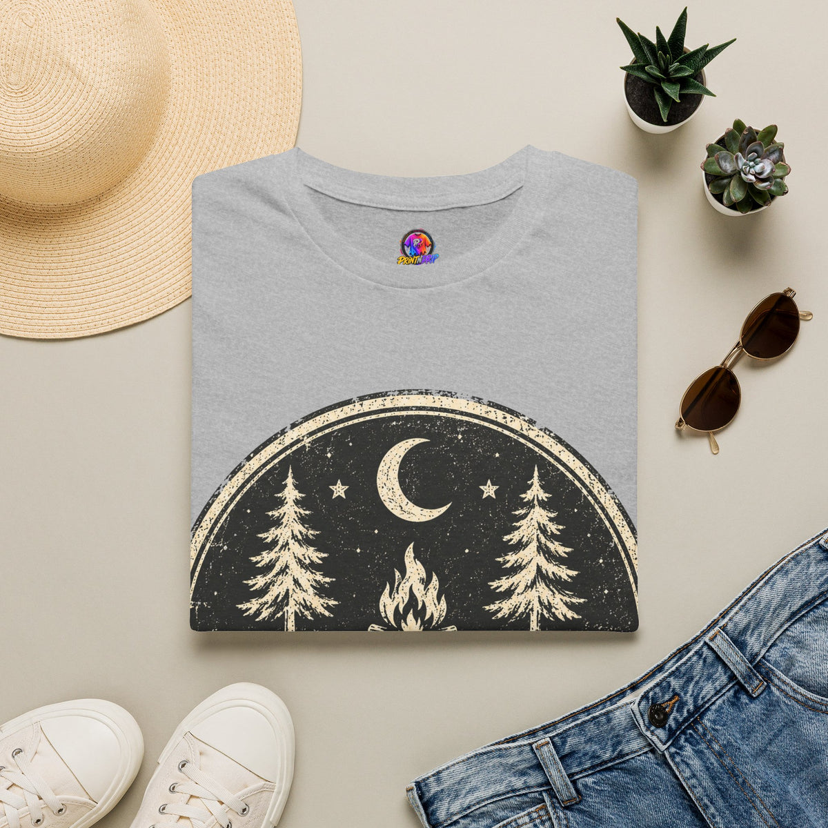 Campfire After Dark Tee — Vintage Wilderness Camping T-Shirt