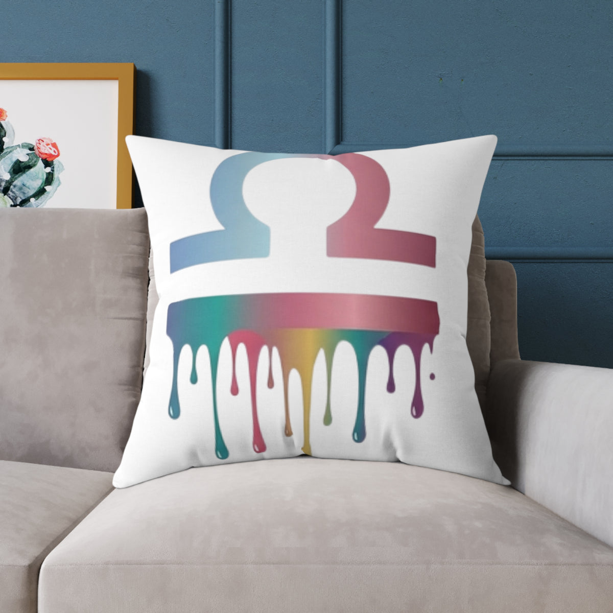 Libra Zodiac Dripping Astrological Square Poly Canvas Pillow