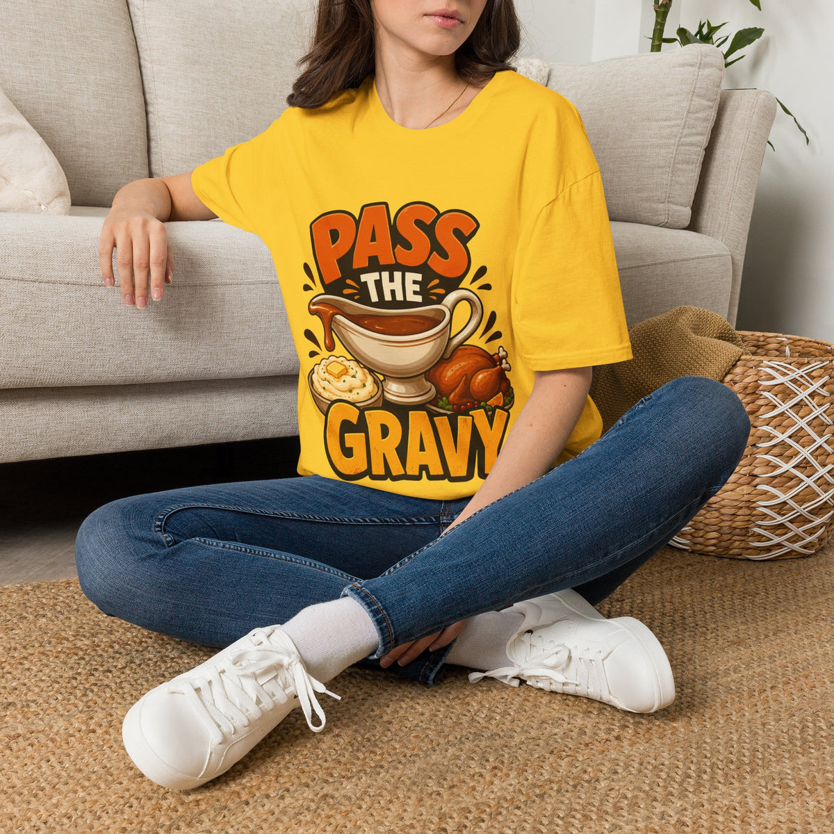 Thanksgiving T-Shirt Pass the Gravy T-Shirt — Funny Thanksgiving Turkey Dinner Tee