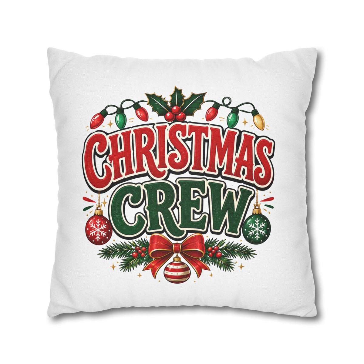 Christmas Crew Holiday Throw Pillowcase — Festive Decorative Cushion Cover