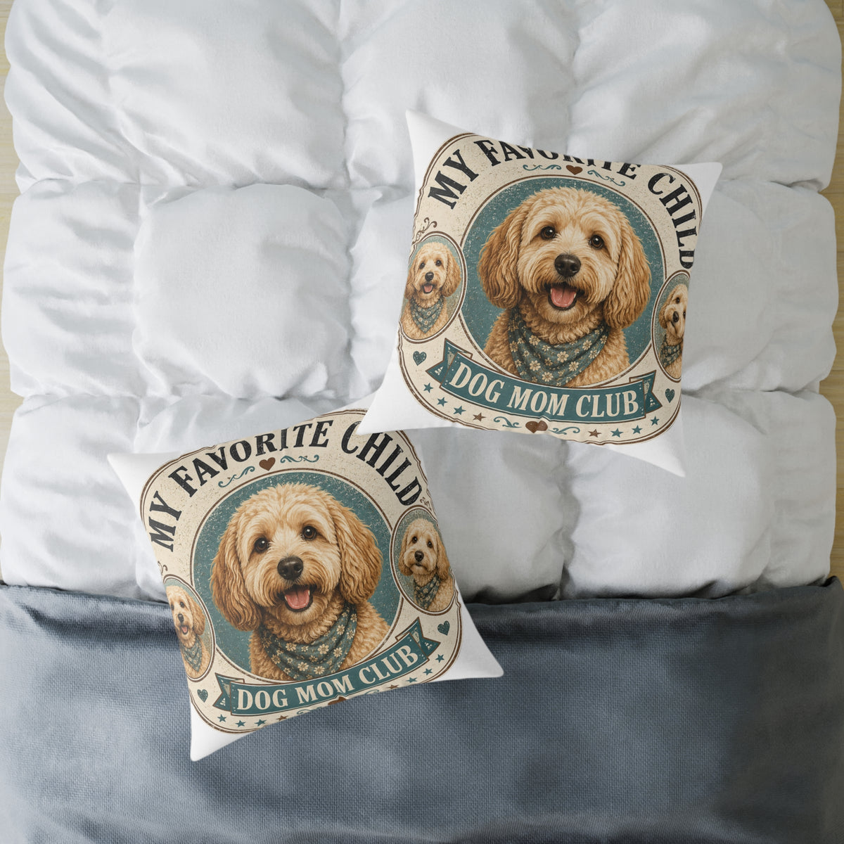 Milo Bailey Dog Dad Mom Square Pillow - "My Favorite Child" Dog Mom Club Decorative Throw Pillow
