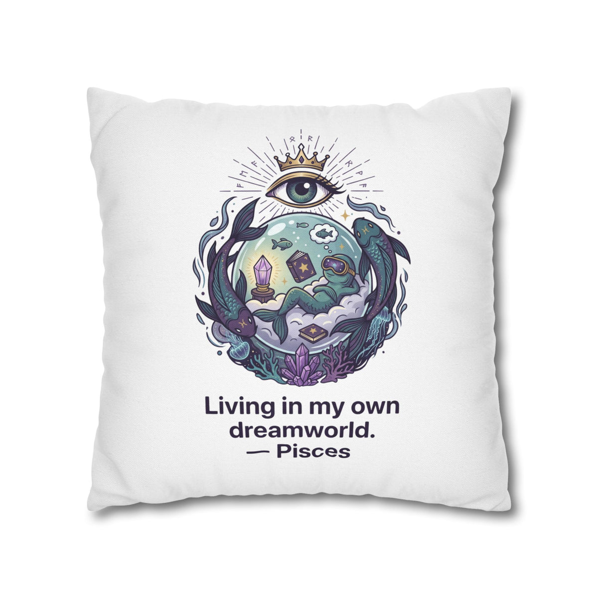 Pisces Dreamworld Decorative Pillowcase — "Living in my own dreamworld" Zodiac Cushion Cover