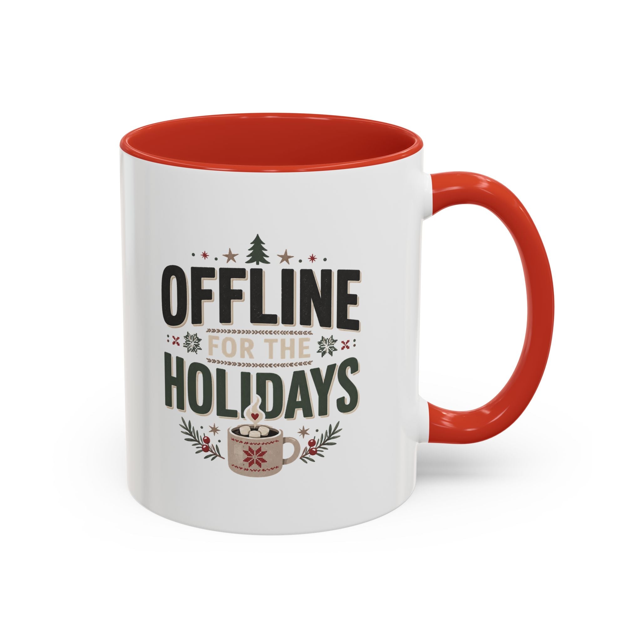 Christmas Holiday Coffee Mug — “Offline for the Holidays” Accent Ceramic Mug