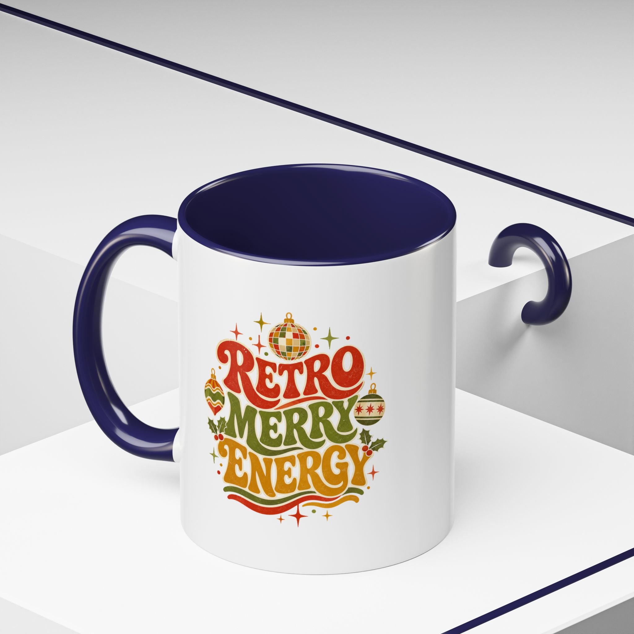 Modern Day Christmas Retro Merry Energy Coffee Mug — Festive 70s Holiday Design