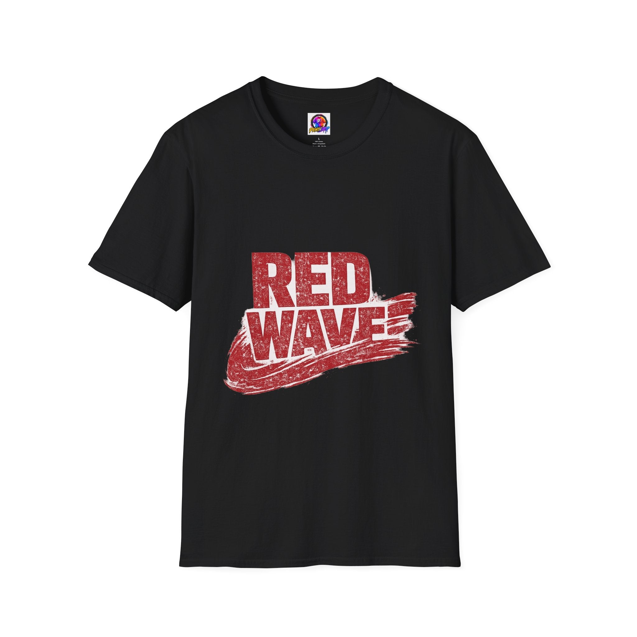 South Korea Red Wave Graphic T‑Shirt — Vintage Distressed Logo Tee