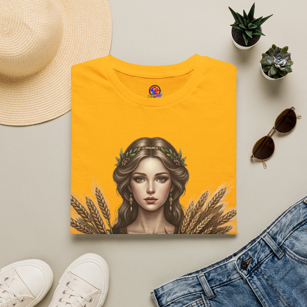 Goddess of Harvest T‑Shirt — Wheat Maiden Graphic Tee