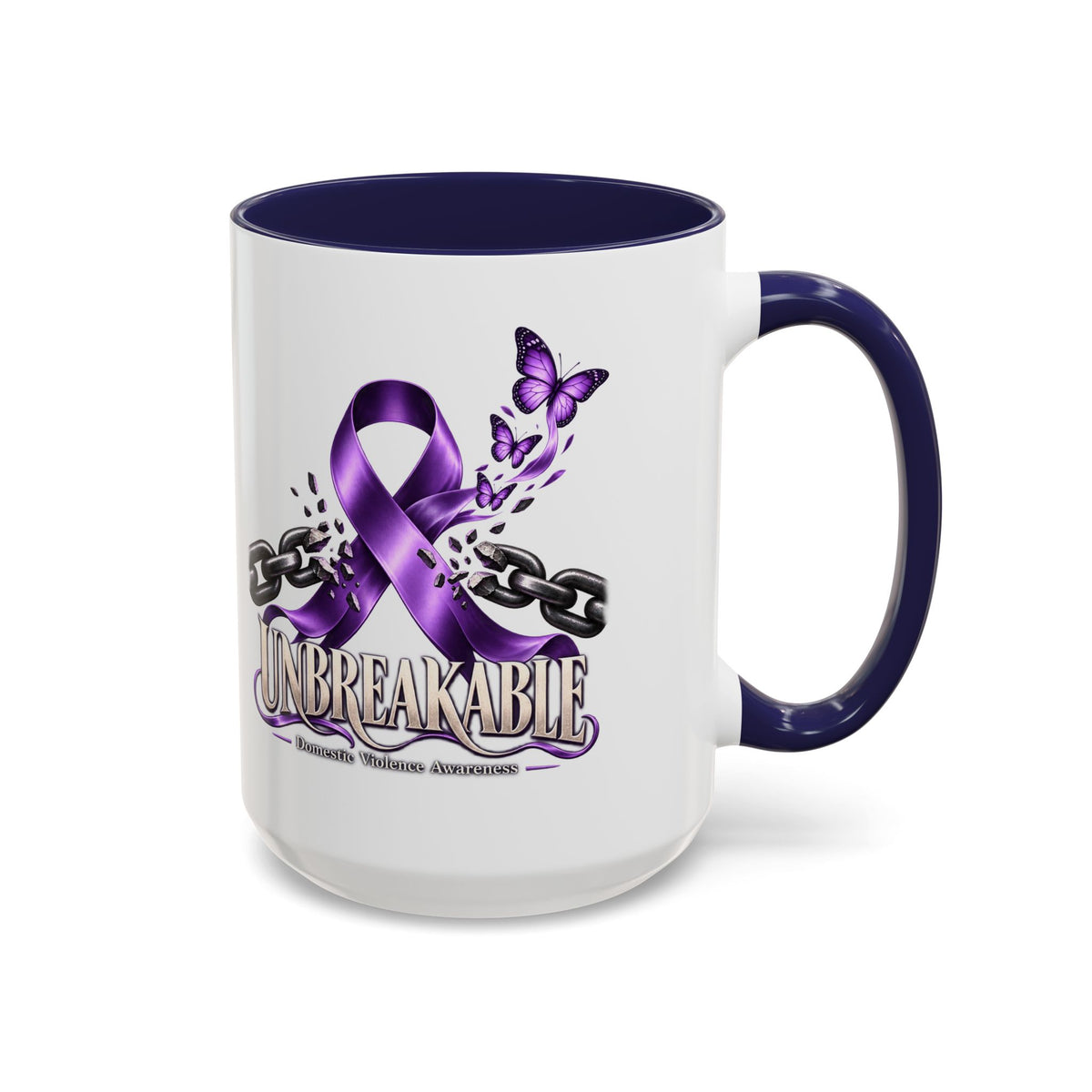 Unbreakable Purple Ribbon Coffee Mug —Domestic Violence Awareness Support Accent Mug