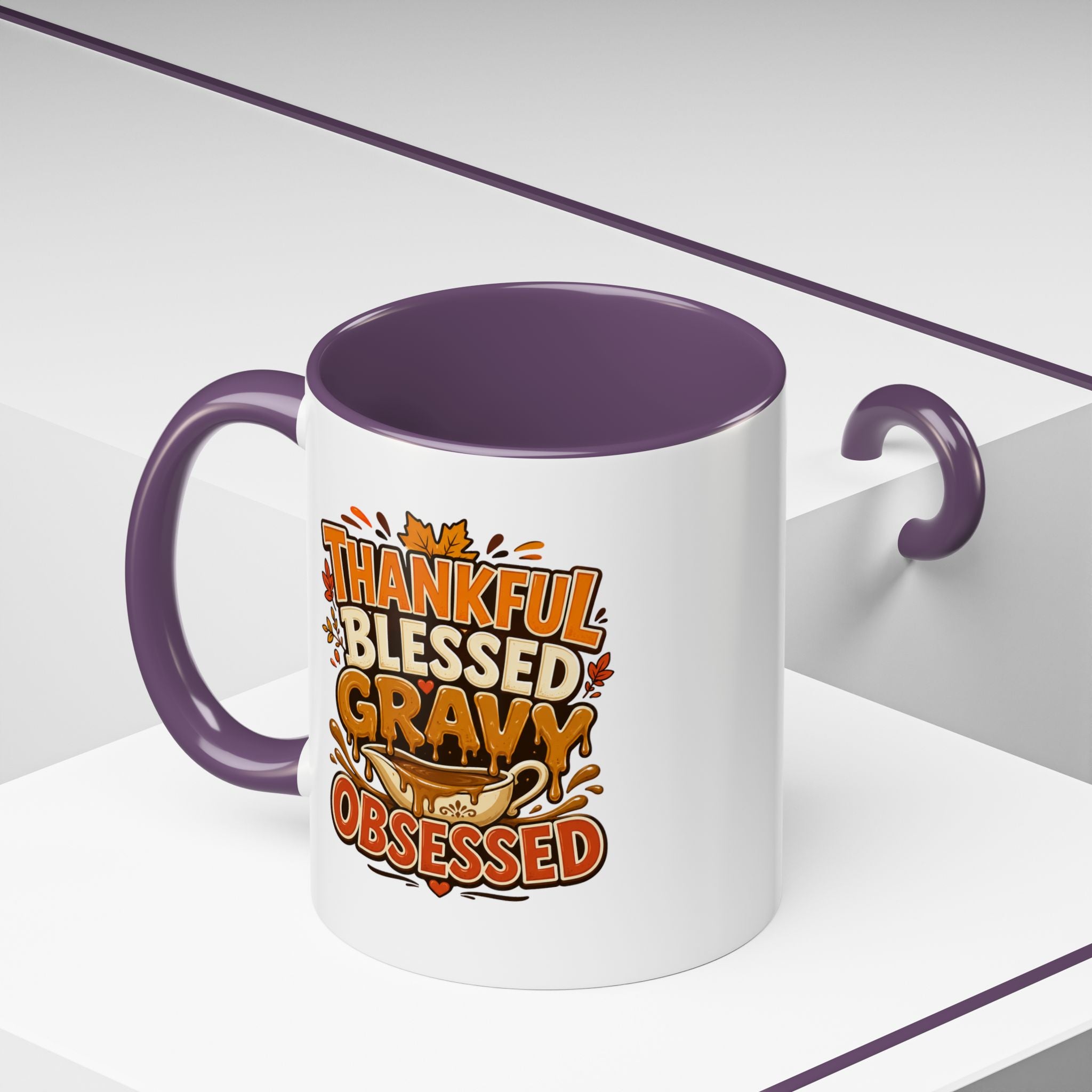 Thanksgiving Mug Coffee Mug — "Thankful Blessed Gravy Obsessed" Thanksgiving Accent Mug