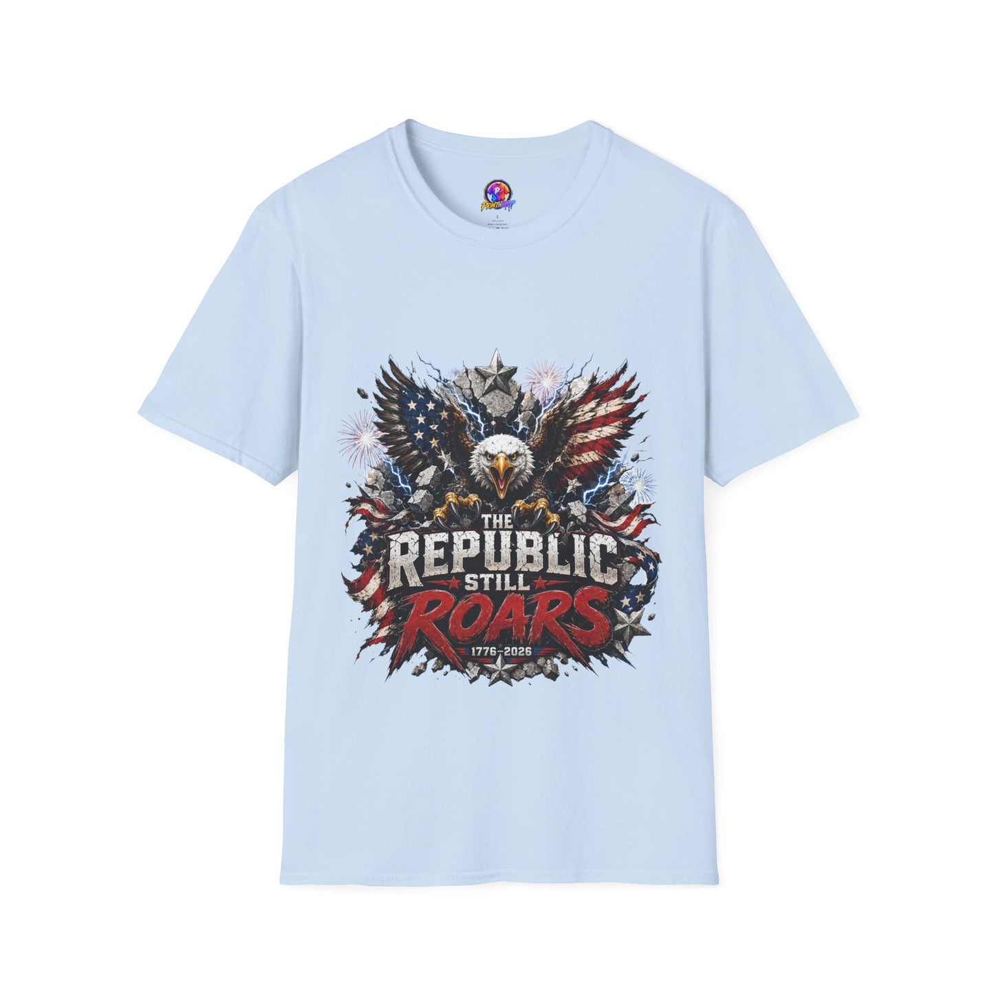 Patriotic Eagle T-Shirt — "The Republic Still Roars" | American Flag Graphic