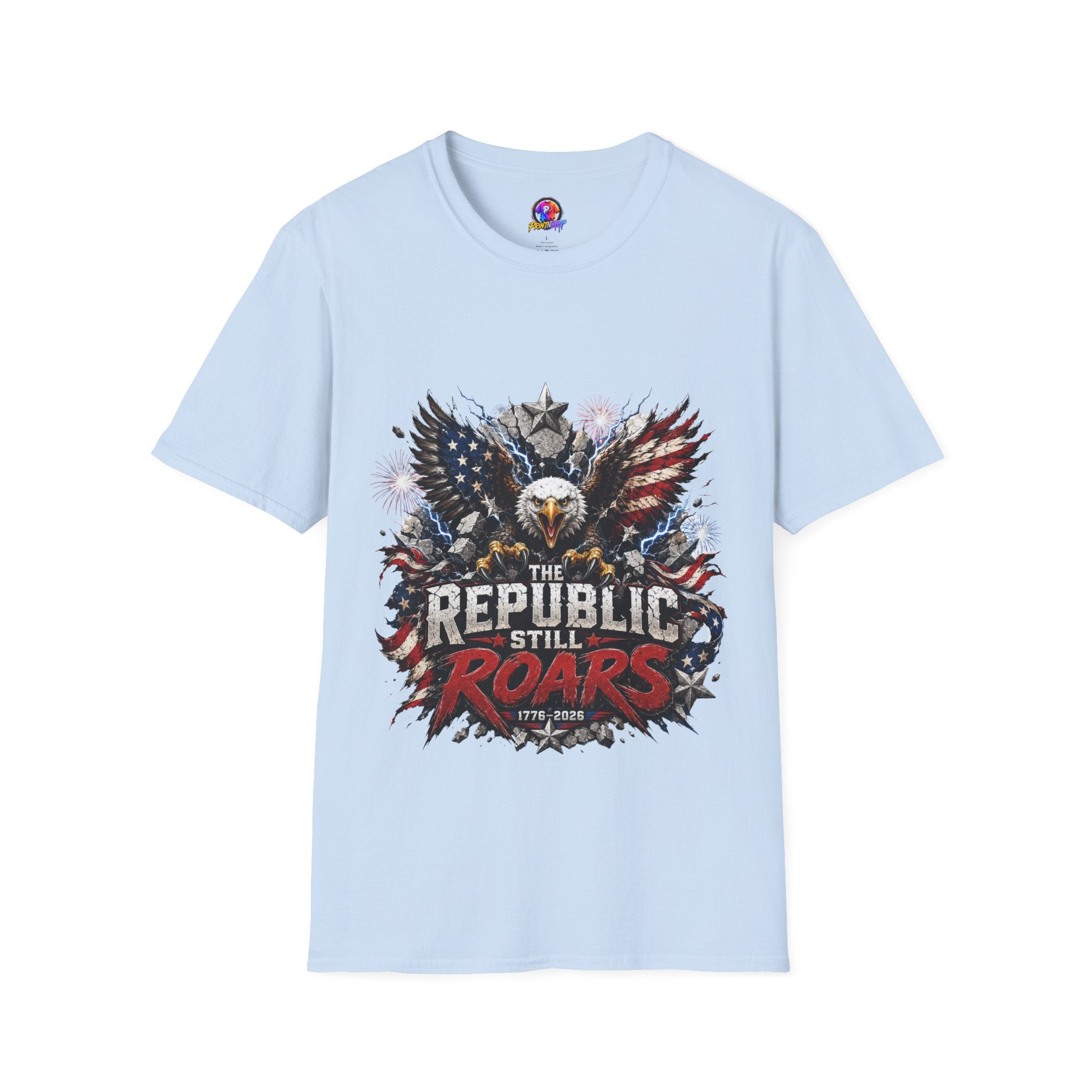 Patriotic Eagle T-Shirt — "The Republic Still Roars" | American Flag Graphic