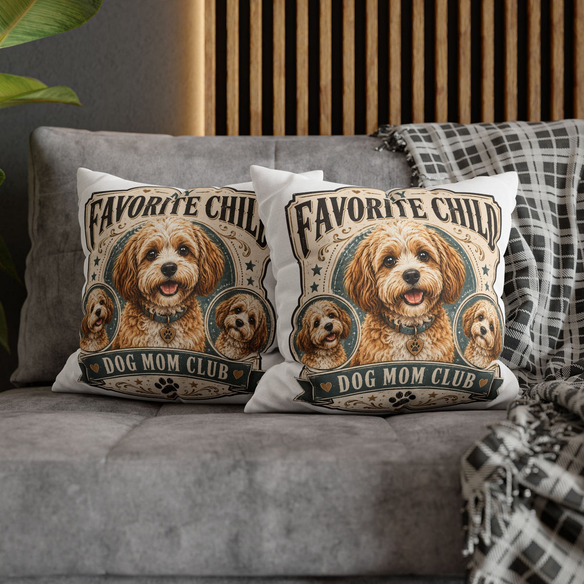 Dog Mom Pillowcase Milo Bailey Dog Dad Mom — "My Favorite Child" Spun Polyester Decorative Pillowcase