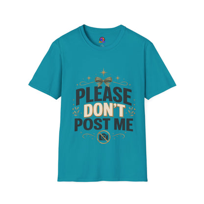 T-Shirt — Please Don’t Post Me Graphic Tee (Cute Bow, Social Media Humor)