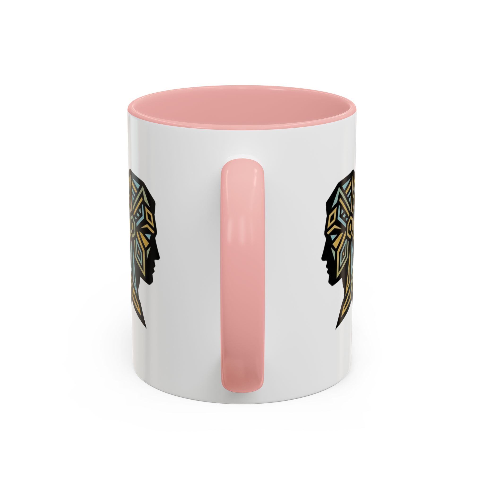 Geometric Elephant Accent Coffee Mug — Tribal Mosaic Design
