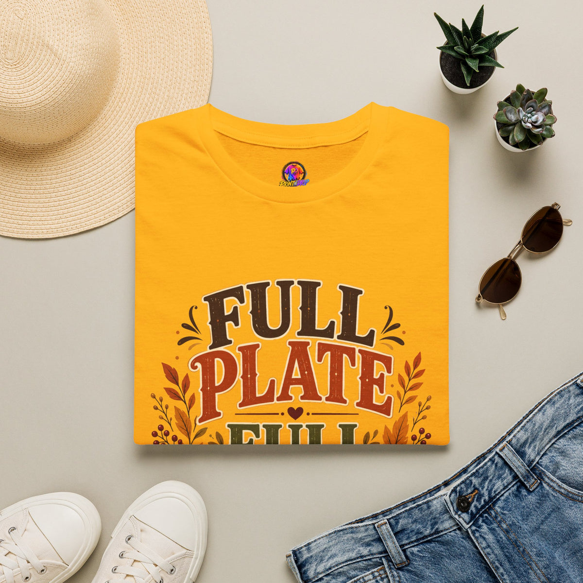 Thanksgiving T-Shirt - "Full Plate Full Heart" Fall Harvest Tee