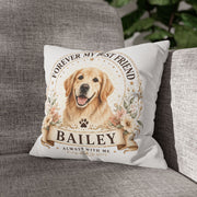 Dog Memorial Throw Pillowcase Milo Bailey Dog Dad Mom — "Forever My Best Friend" Personalized Golden Retriever Pillowcase
