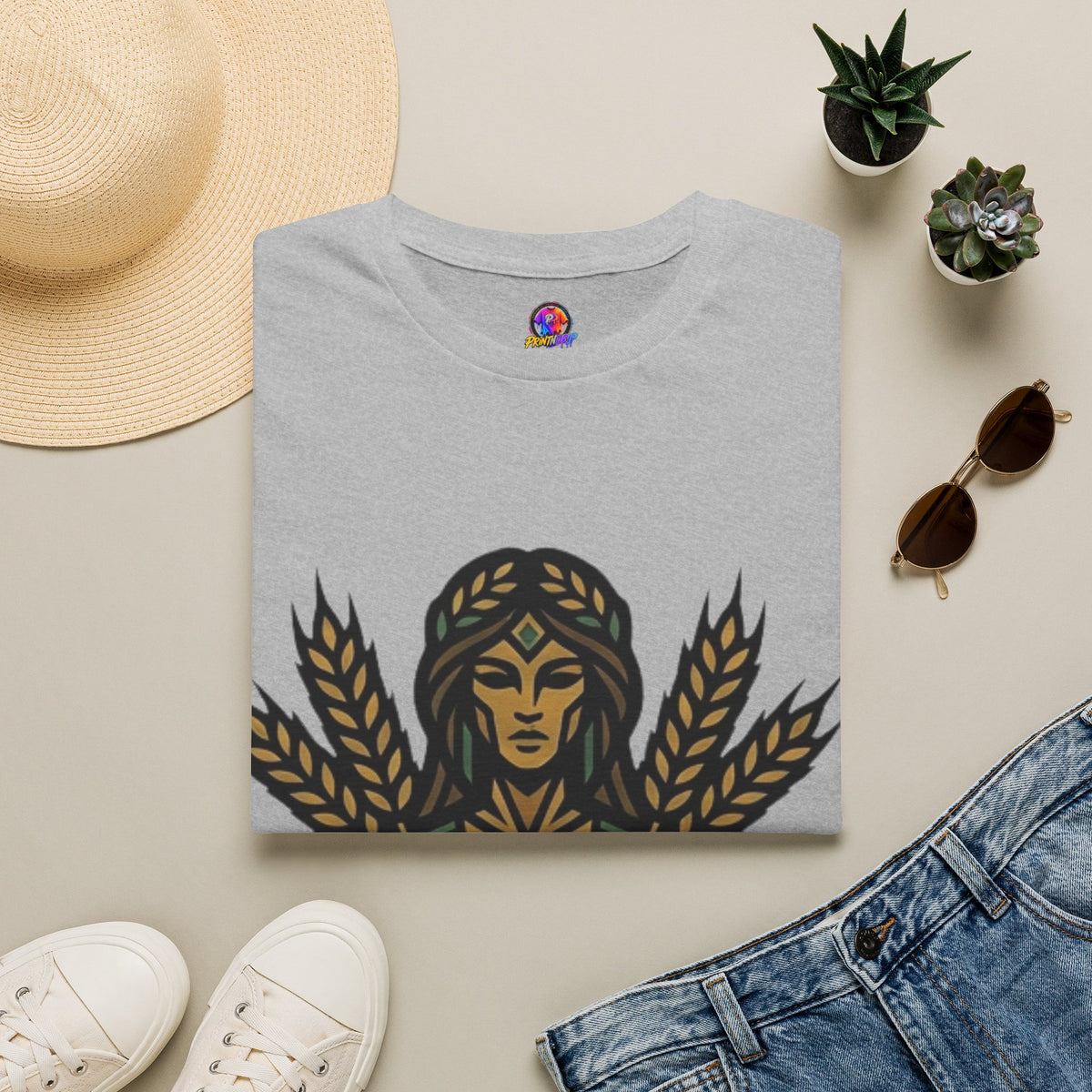 Harvest Goddess T-Shirt — Wheat Spirit Floral Pagan Shirt