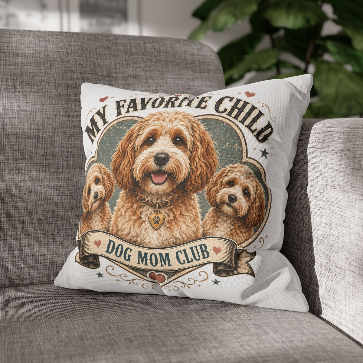 My Favorite Child Dog Mom Club Pillowcase  Milo Bailey Dog Dad Mom— Cute Doodle Pet Throw Pillow Cover