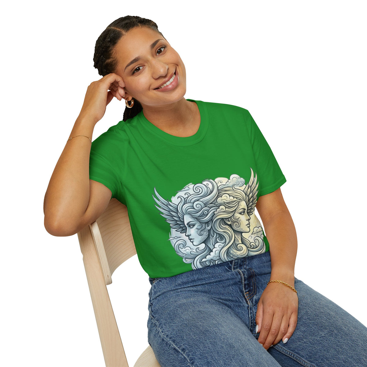 Mythic Moon & Sun Faces T-Shirt — Celestial Duality Graphic Tee