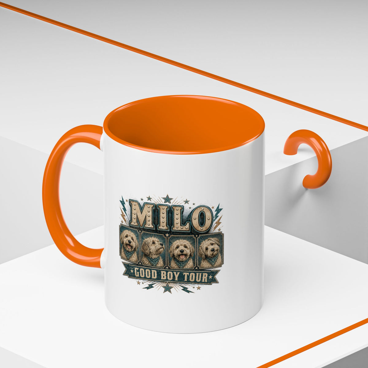 Milo Bailey Dog Dad Mom Milo 'Good Boy Tour' Accent Coffee Mug — Personalized Dog Lover Gift