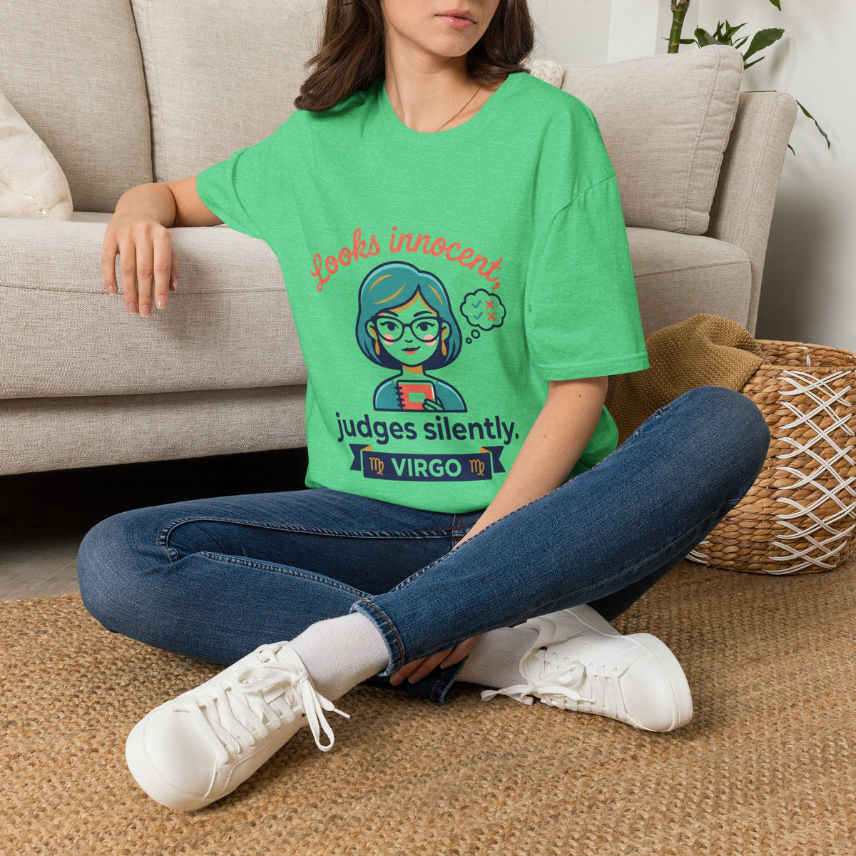 Looks Innocent Virgo T-Shirt — Funny Zodiac Graphic Tee for Virgo Women