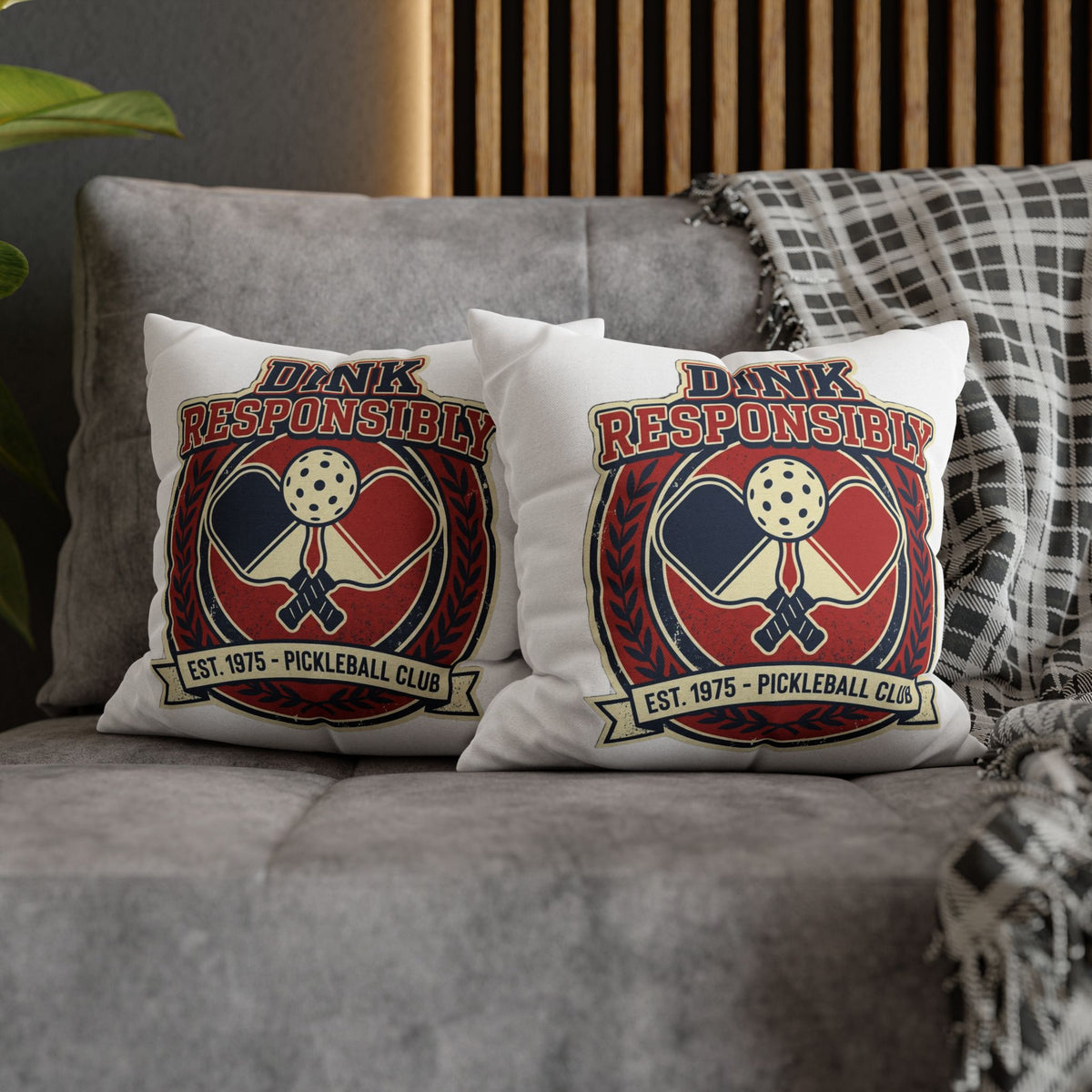 Funny Dink Responsibly Pickleball Club Pillowcase — Retro Pickleball Paddle Throw Pillow