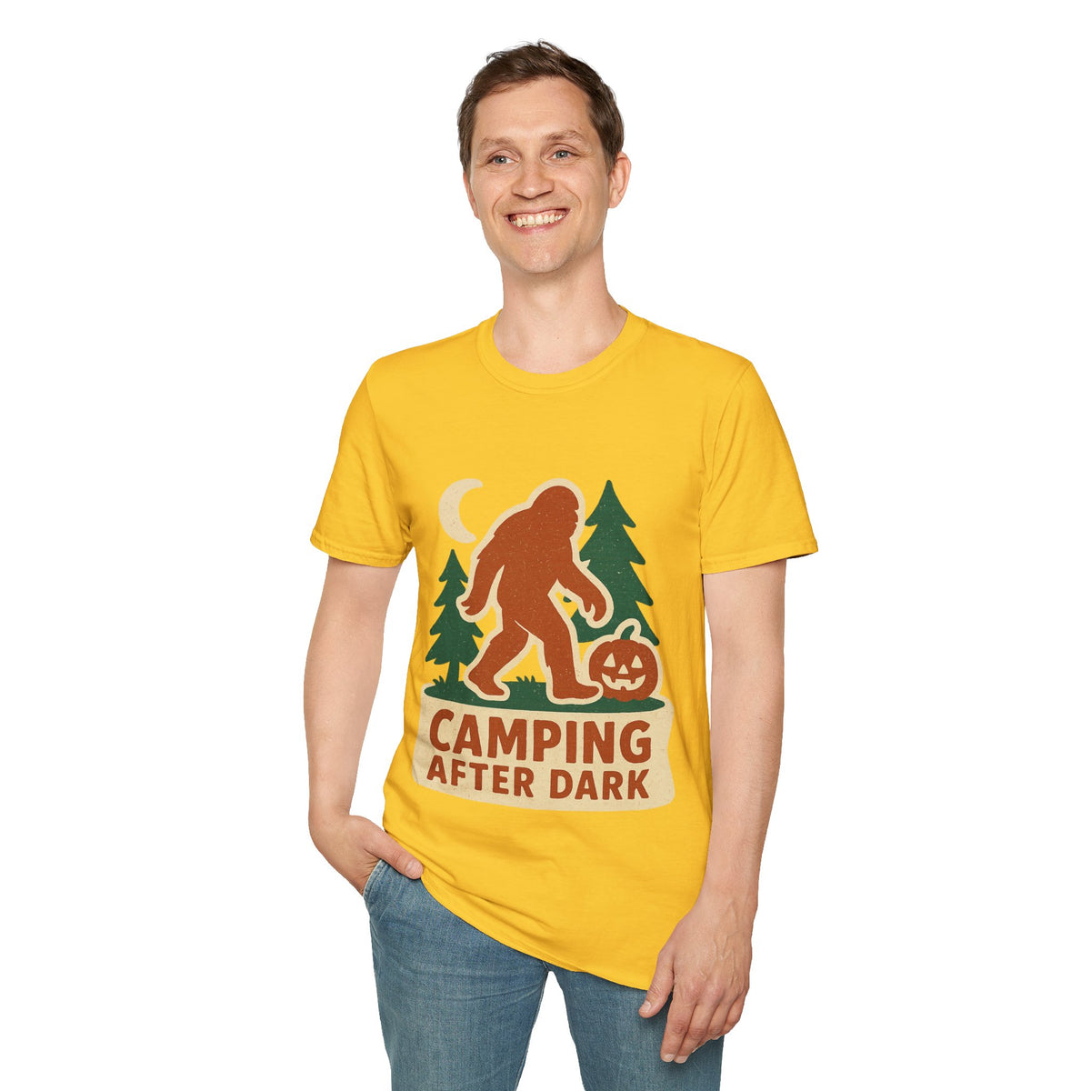 Camping After Dark T‑Shirt — Retro Bigfoot Camp Graphic Tee - Trending Now - August 2026