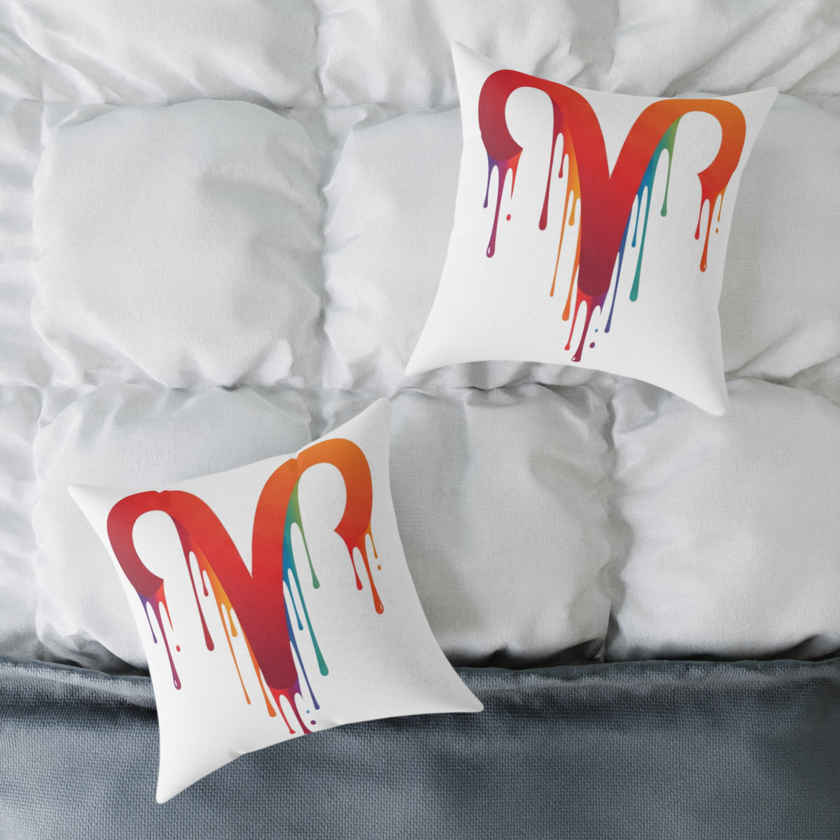 Aries Zodiac Dripping Rainbow Heart Pillow — Colorful Decorative Throw Pillow