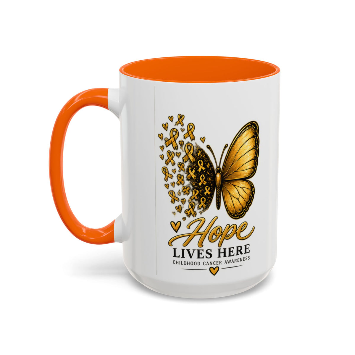 Hope Lives Here Childhood Cancer Awareness Accent Coffee Mug