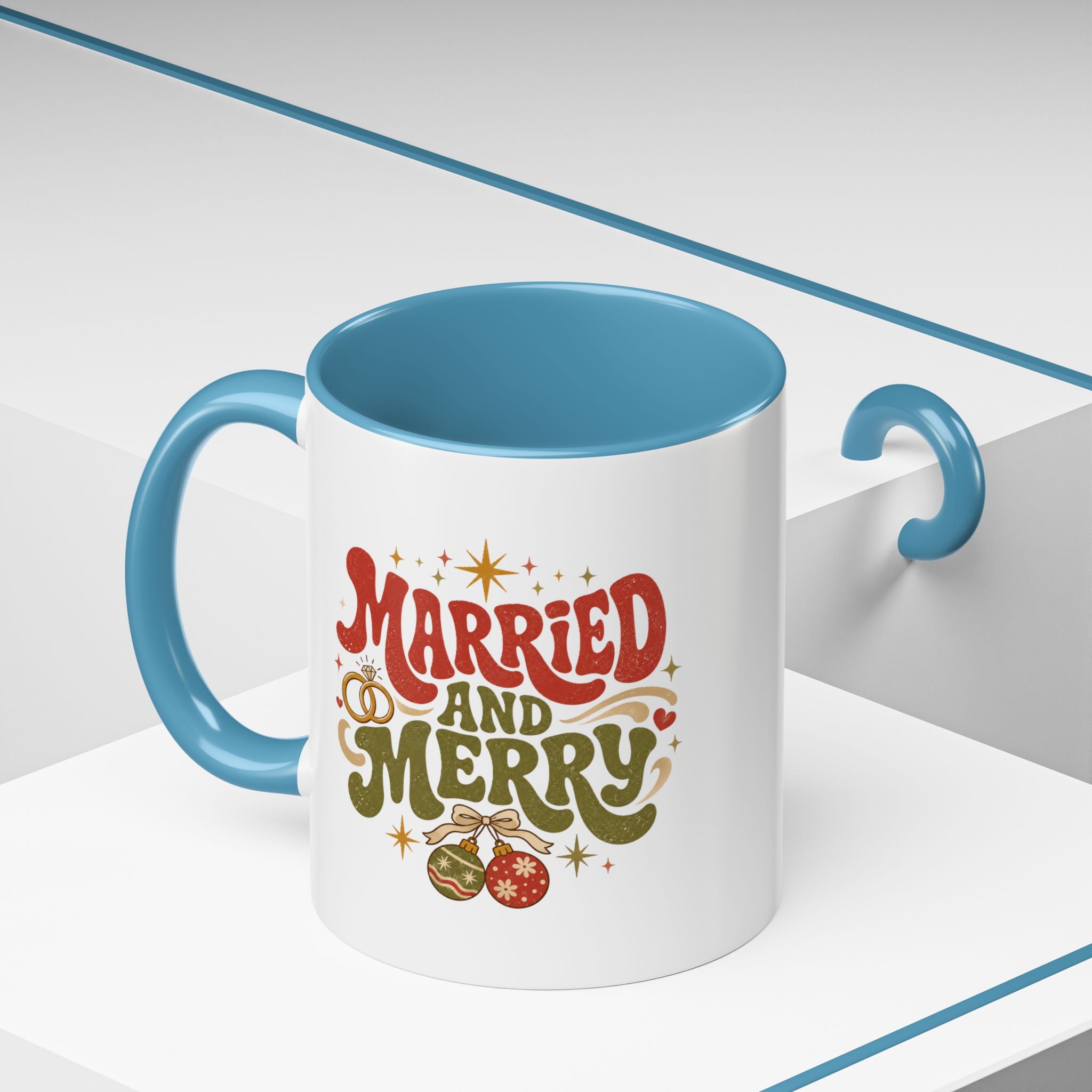 Christmas Married and Merry Christmas Coffee Mug — Holiday Accent Mug