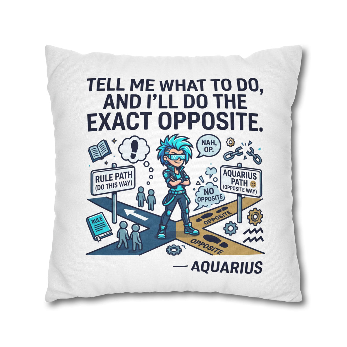 Aquarius Zodiac Spun Polyester Square Pillowcase