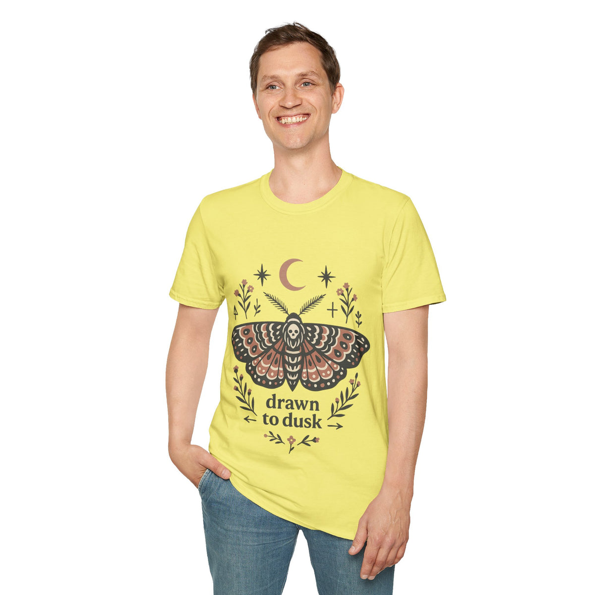 Mystic Moth T-Shirt — Crescent Moon & Floral Boho Graphic - Trending Now- August 2026