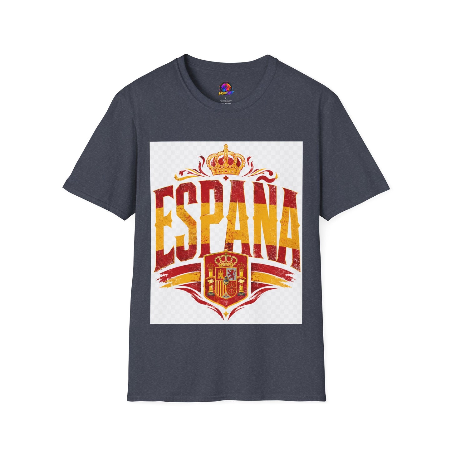 Spain Crown Graphic T-Shirt — Spanish Flag Vintage Crest Tee