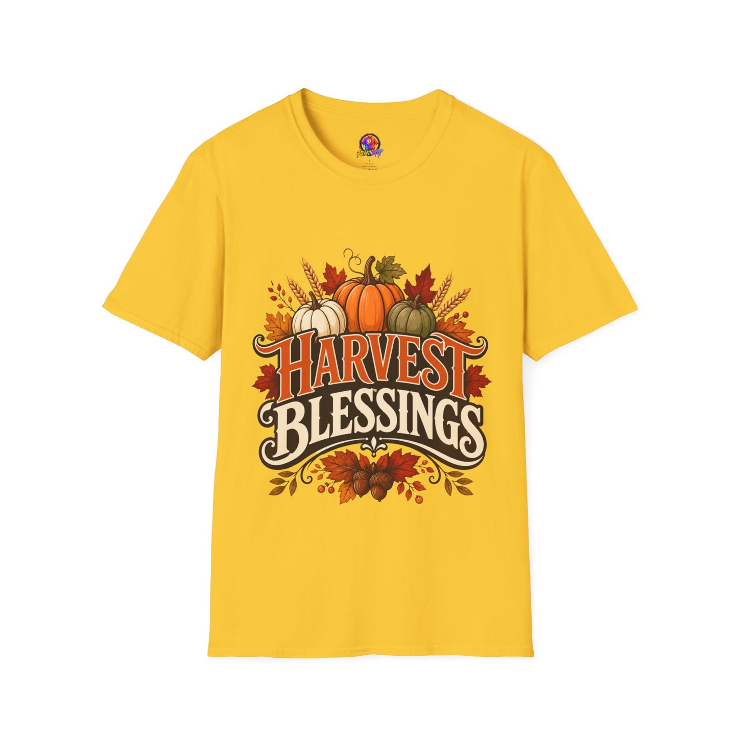 Harvest Blessings T-Shirt — Fall Pumpkin Harvest Graphic Tee for Thanksgiving