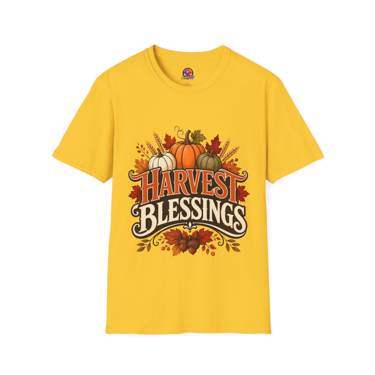 Thanksgiving T-Shirt Harvest Blessings T-Shirt — Fall Pumpkin Harvest Graphic Tee for Thanksgiving