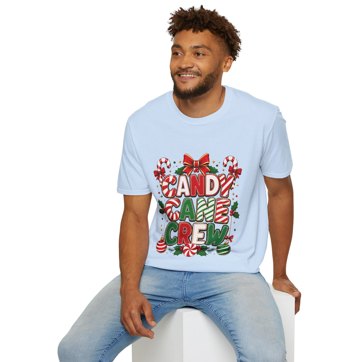 Candy Cane Crew T-Shirt — Festive Christmas Holiday Tee