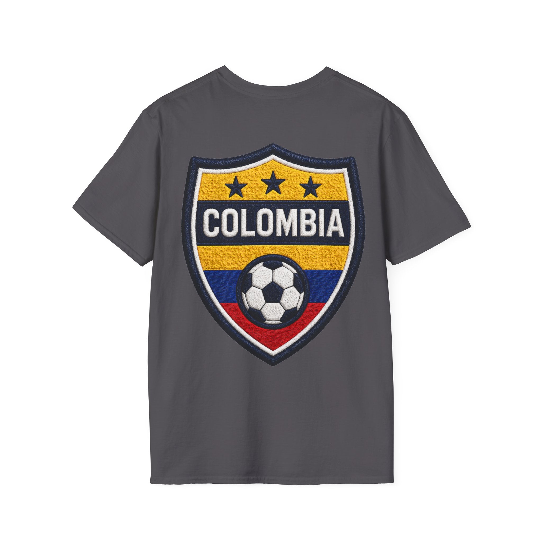 Columbia Soccer Player Graphic T-Shirt — "Golden Rhythm" Vibrant Beach Soccer Tee