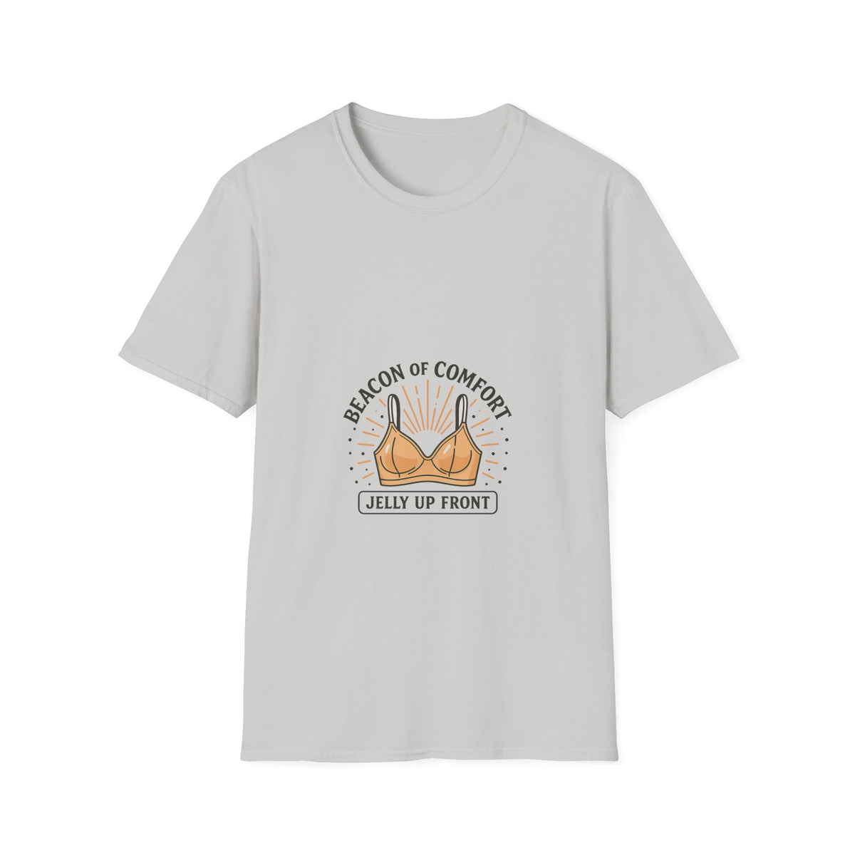 Comfort Bra T-Shirt — "Beacon of Comfort: Jelly Up Front" Graphic Tee- Trending Now - October 2026