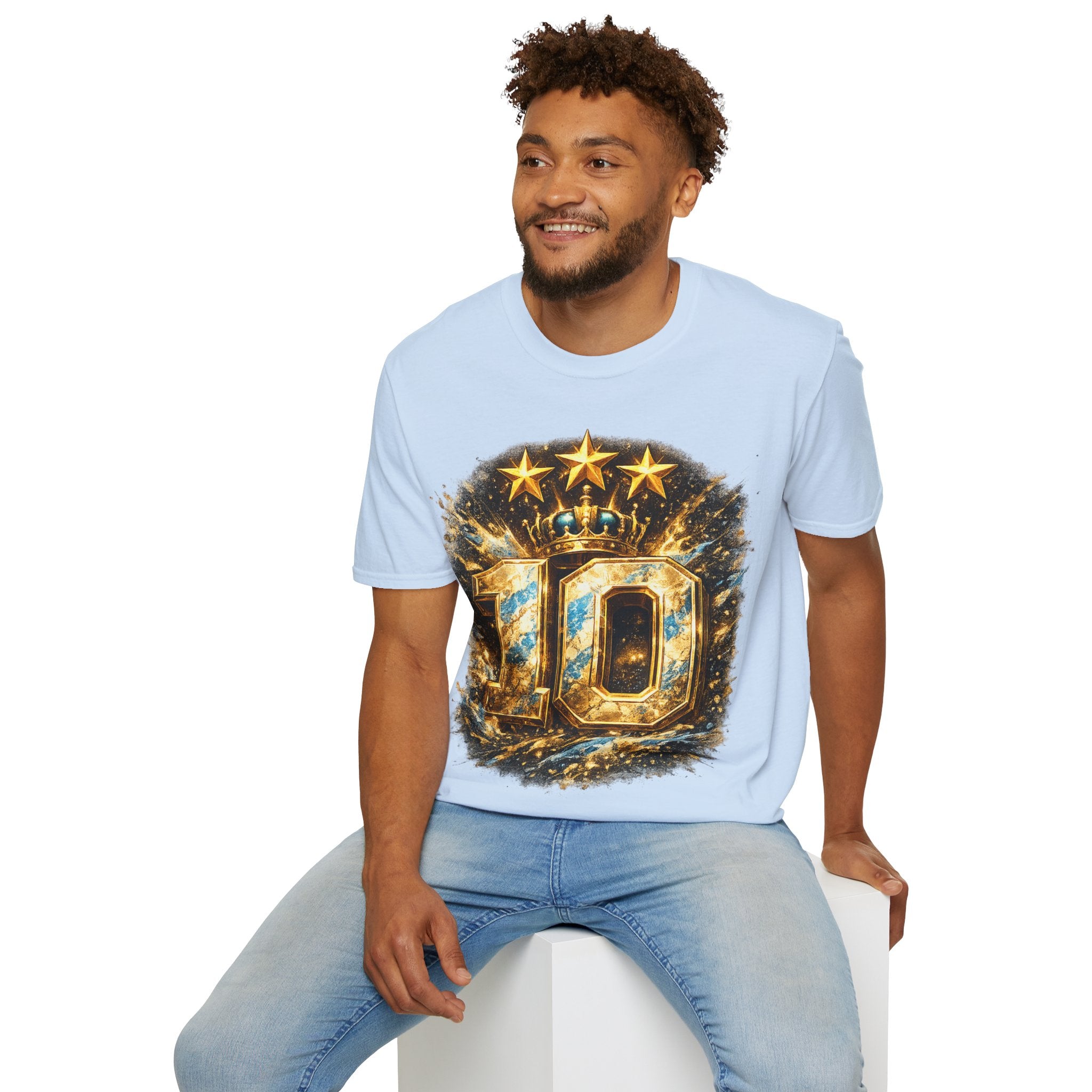 Argentina, MESSI #10 T-Shirt — Gold Crown '10' Victory Graphic Tee