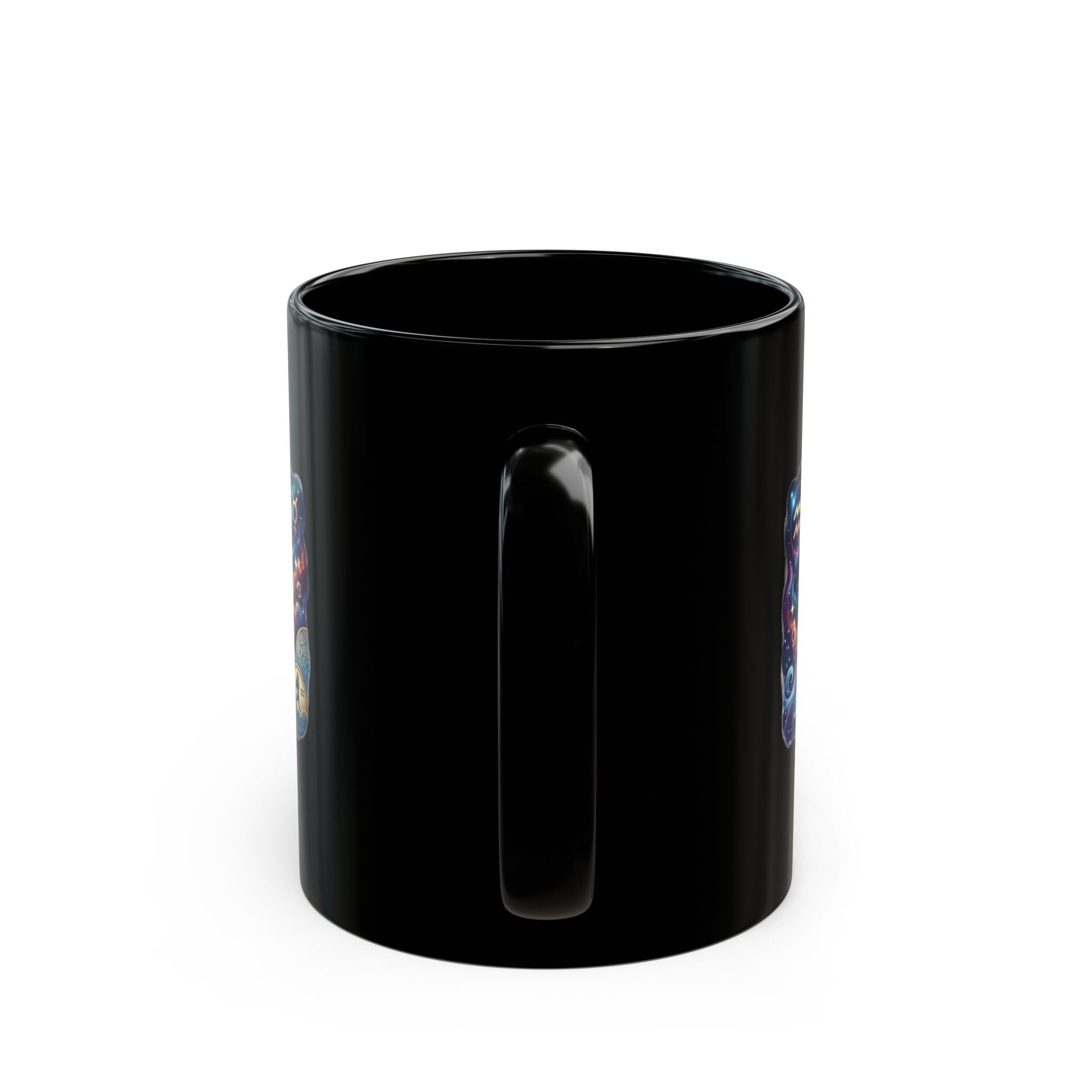 Zodiac Aquarius Black Coffee Mug — Celestial Astrology Art