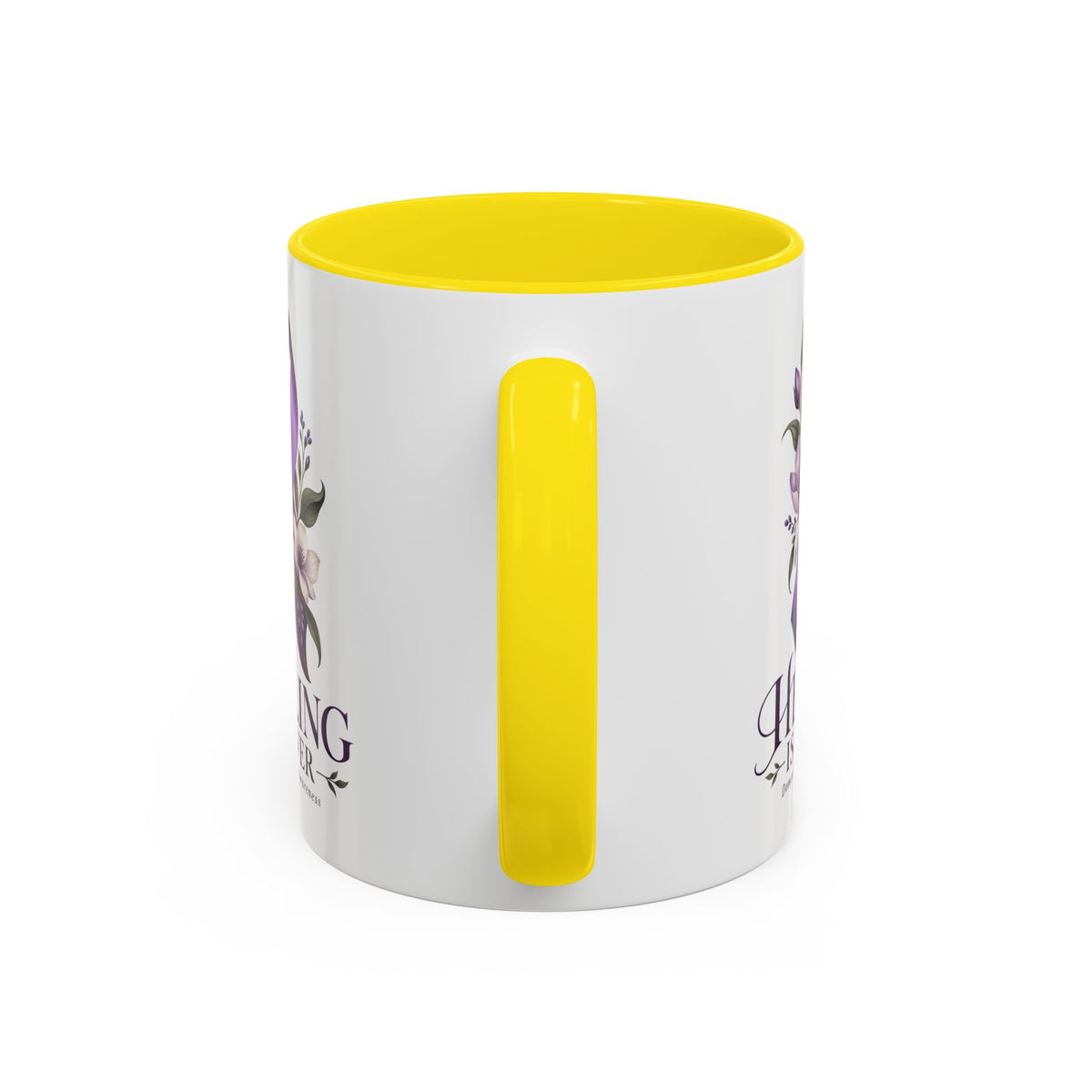 Healing Is Power Purple Ribbon Coffee Mug — Domestic Violence Awareness Accent Mug (11/15oz)