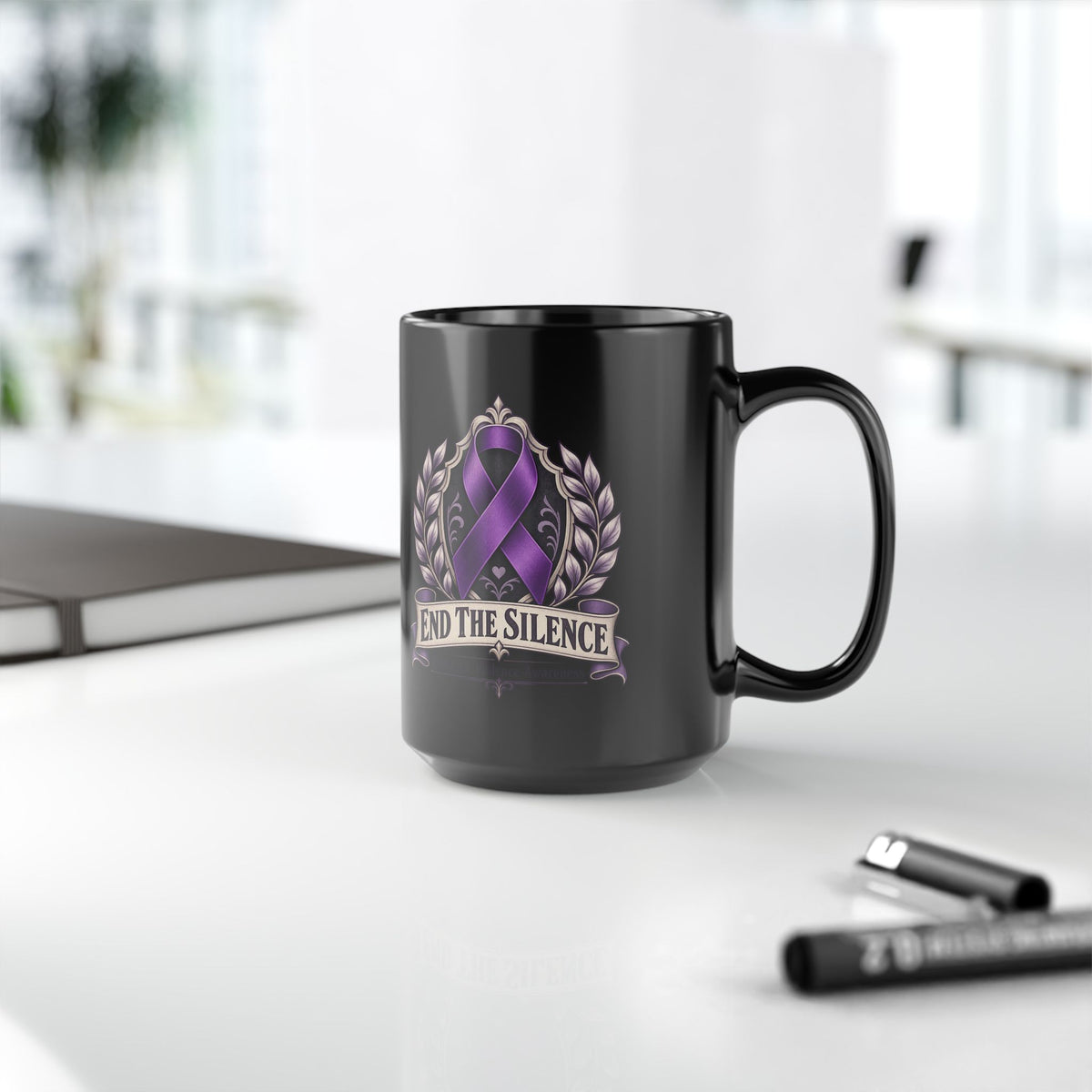 End the Silence Purple Domestic Violence Awareness Ribbon Mug