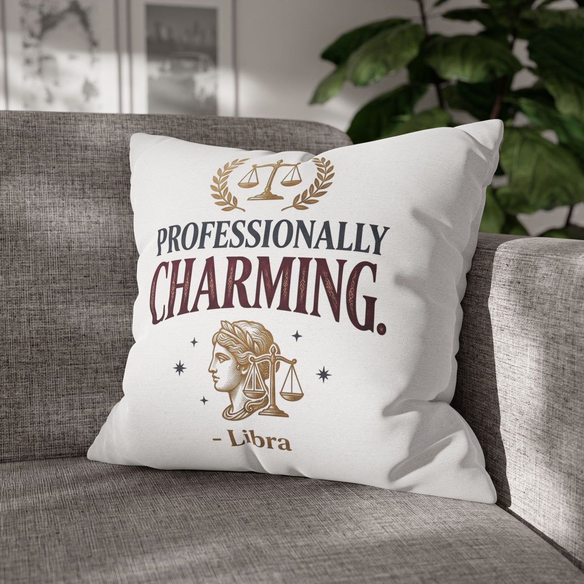 Libra Zodiac Professionally Charming Spun Polyester Square Pillowcase