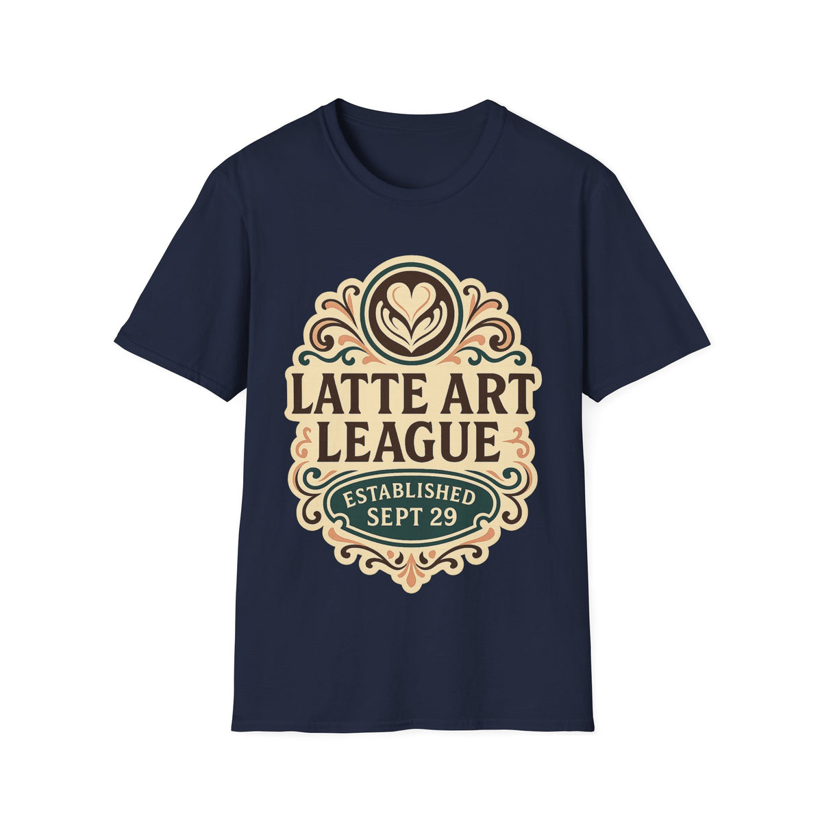Latte Art League Serving Rituals National Coffee Day Crest T-Shirt - Trending Now - September 2026