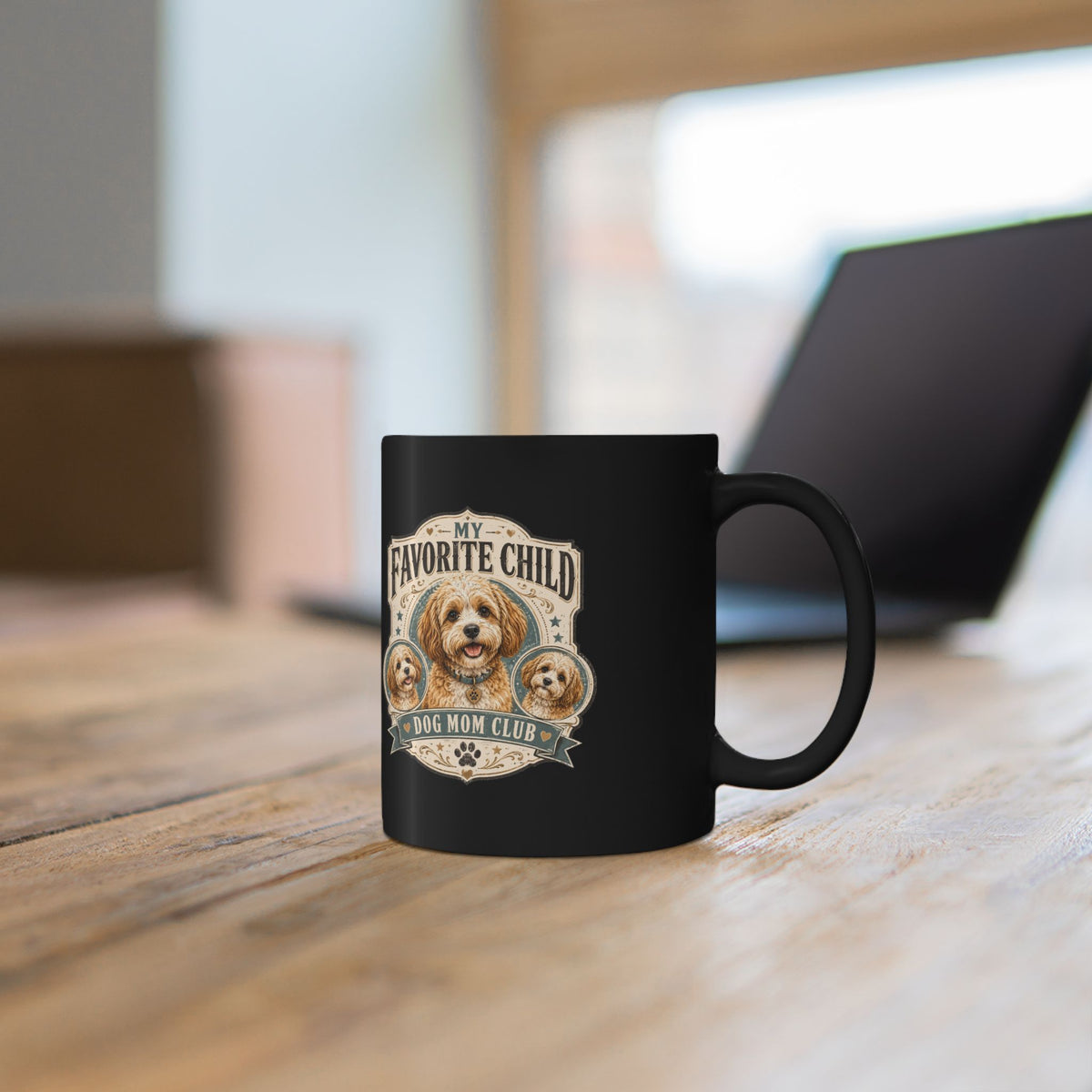 Milo Bailey Dog Dad Mom Dog Mom Club Black Mug — “My Favorite Child” Cute Puppy Coffee Cup