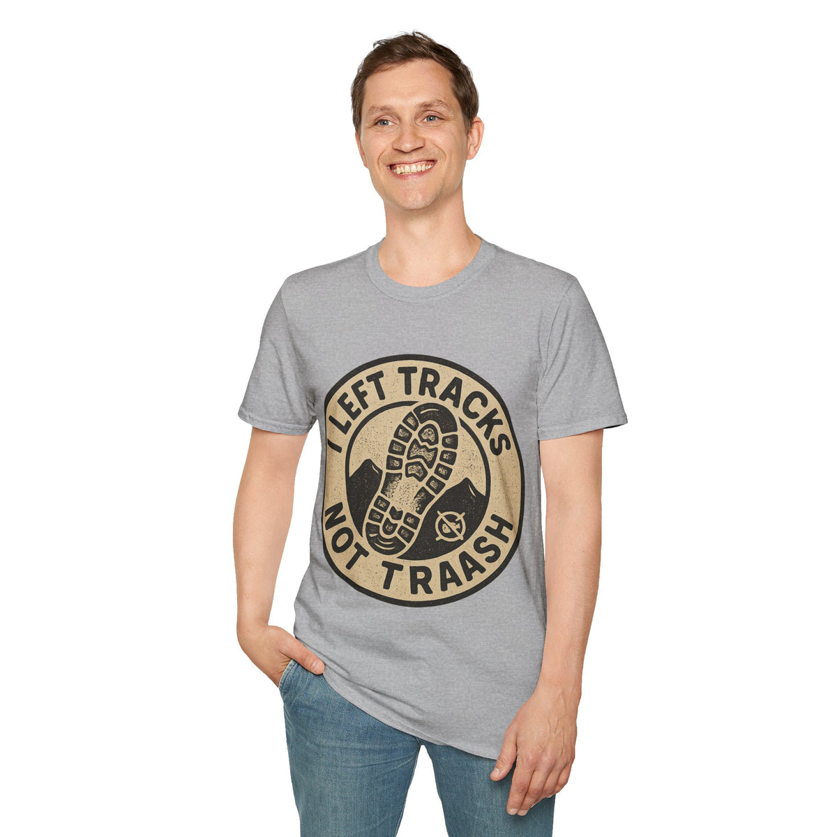 Left Tracks Not Trash Vintage Badge T-Shirt, Retro Leave No Trace Hiking Tee - Trending Now - September 2026