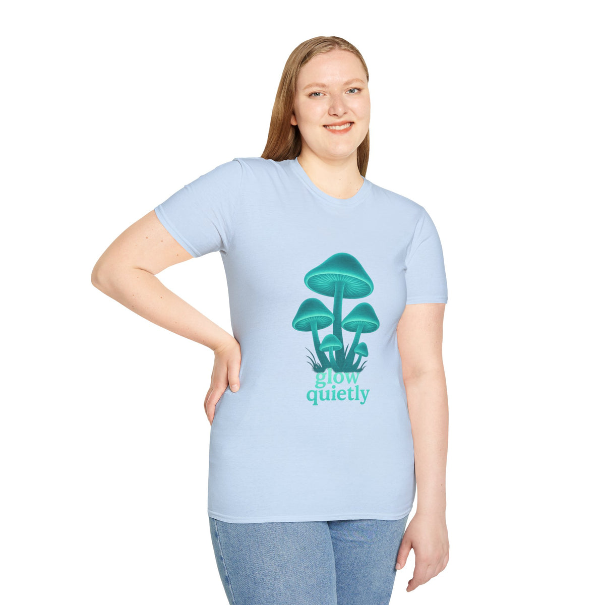 Mushroom Graphic T-Shirt — 'Grow Quietly' Teal Fungi Tee - Trending Now - August 2026