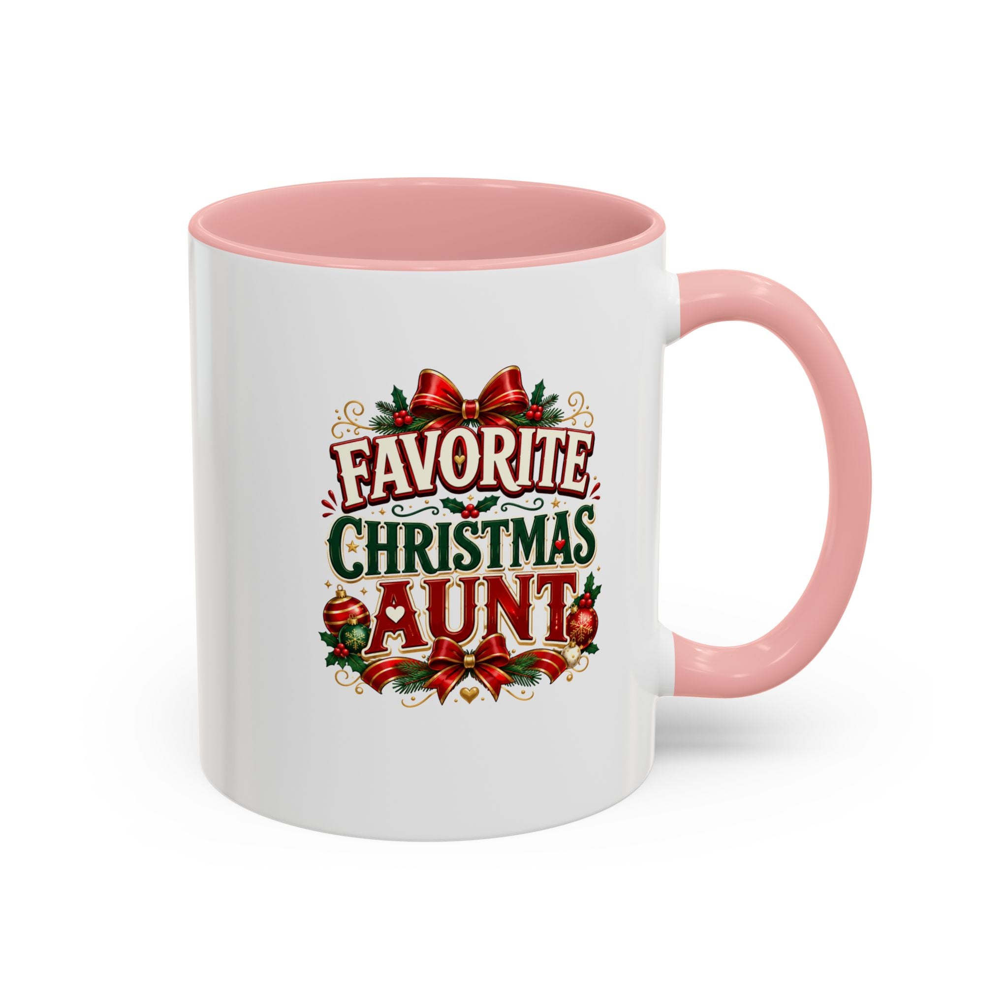 Christmas Aunt Coffee Mug — "Favorite Christmas Aunt" Accent Holiday Mug